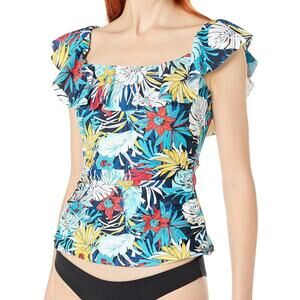 Tommy Hilfiger Aloha Sky Captain Ruffle Tankini Top XS NWT